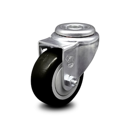 3 Inch Black Polyurethane Wheel Swivel Bolt Hole Caster